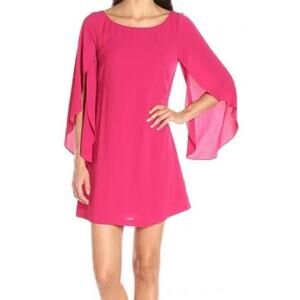 Jessica Simpson Dress SZ8 NWT Bow Back Flutter Sleeve Fuchsia Pink Cocktail Mini